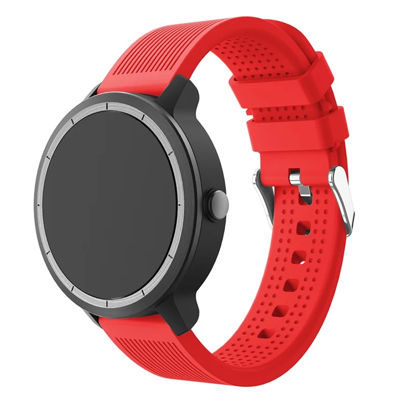 20mm Stripes Texture Silicone Watchband for Garmin Vivoactive 3 Adjustable Watch Strap Replacement - Red