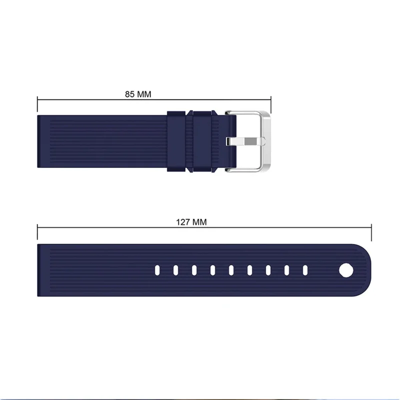 20mm Stripes Texture Silicone Watchband for Garmin Vivoactive 3 Adjustable Watch Strap Replacement - Dark Blue