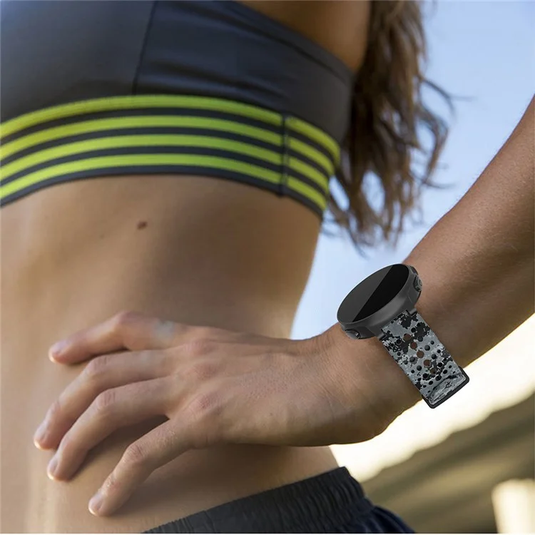 Pattern Printing Soft Silicone Watch Band for Garmin Forerunner 220 / 230 / 235 / 620 / 63 - All Black