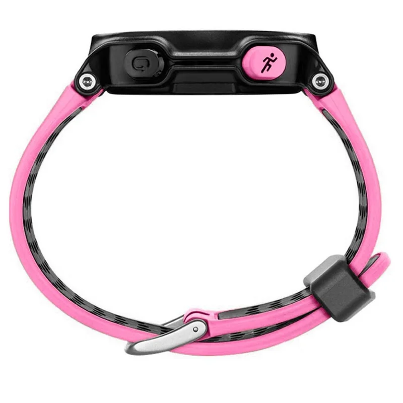 Bi-color Round Holes Silicone Watch Strap for Garmin Forerunner 220/230/235/620/630 - Rose / Black