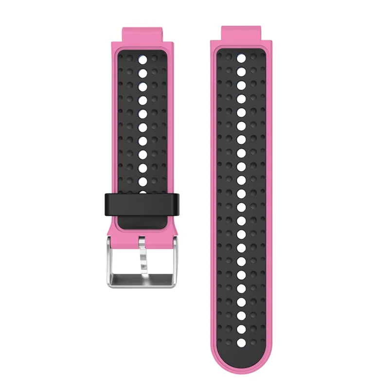Bi-color Round Holes Silicone Watch Strap for Garmin Forerunner 220/230/235/620/630 - Rose / Black
