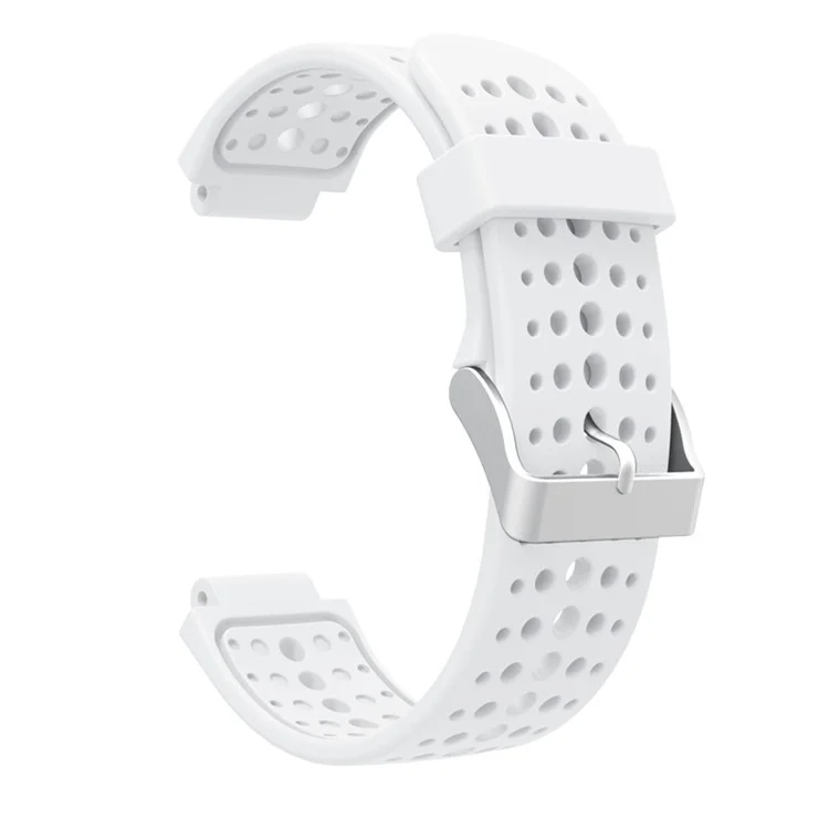 Round Holes Silicone Watch Band Strap for Garmin Forerunner 220/230/235/620/630 - White