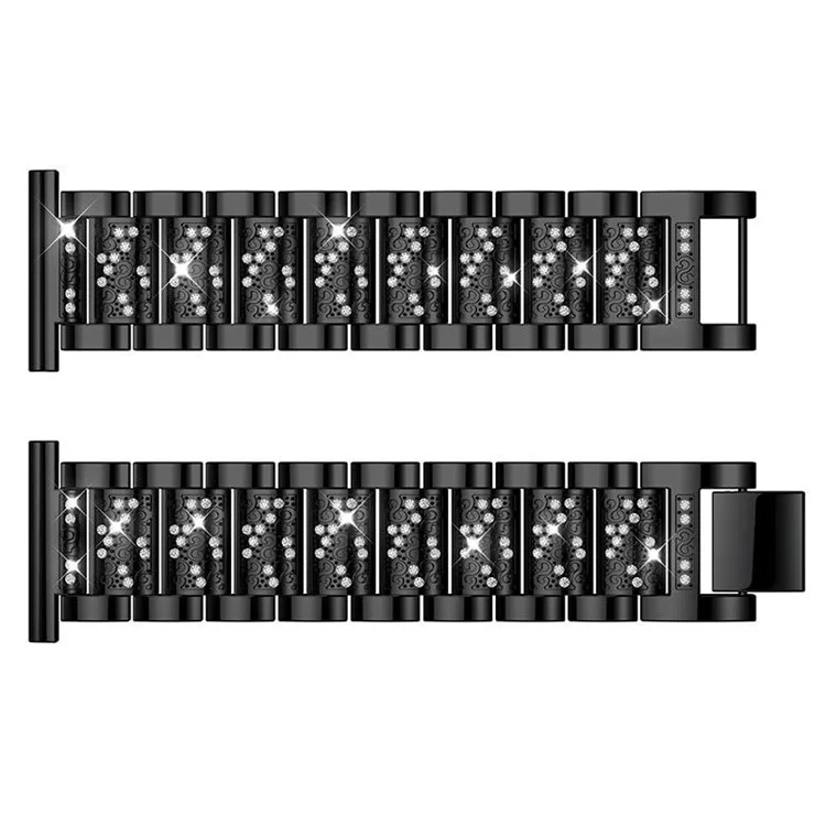 22mm Universal Strass Decor Metal Watch Band Für Huawei Uhr GT / Samsung-Gang S3 Classic / S3 Frontier. - Schwarz