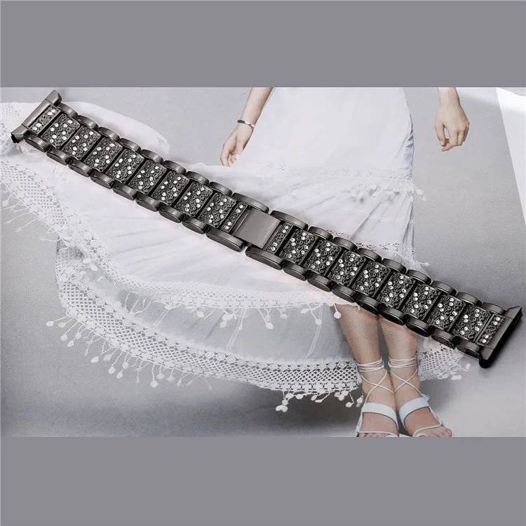 22mm Universal Strass Decor Metal Watch Band Für Huawei Uhr GT / Samsung-Gang S3 Classic / S3 Frontier. - Schwarz