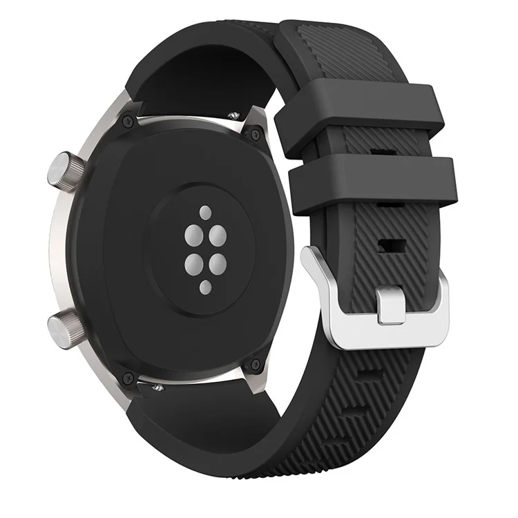 Bracelet de montre de 22 mm en silicone avec boucle à ardillon, pour remplacement de montre de sport Huawei Watch GT - Noir
