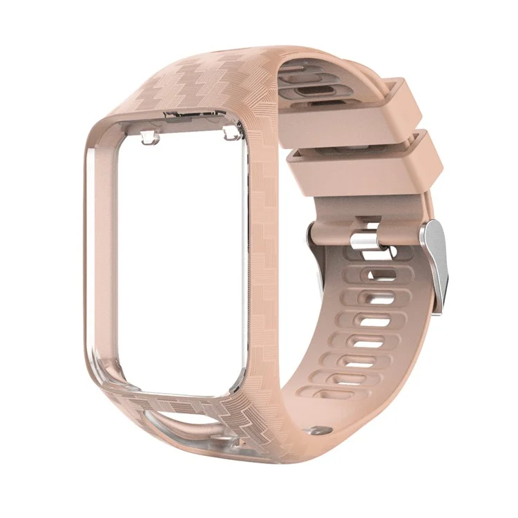 Radium Carving Silicone Watch Bracelet Replacement for TomTom Runner 3 / Golfer 2 GPS Watch - Rose Gold