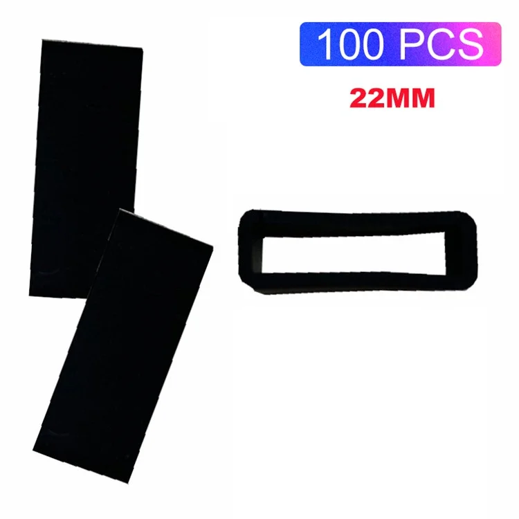 100pcs/pacote Silicone Fivela Ring Loop Titular Para Bracelete Inteligente Banda de Relógio, Tamanho: 22mm - Preto