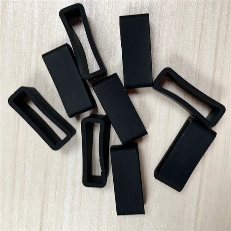 100pcs/pacote Silicone Fivela Ring Loop Titular Para Bracelete Inteligente Banda de Relógio, Tamanho: 22mm - Preto