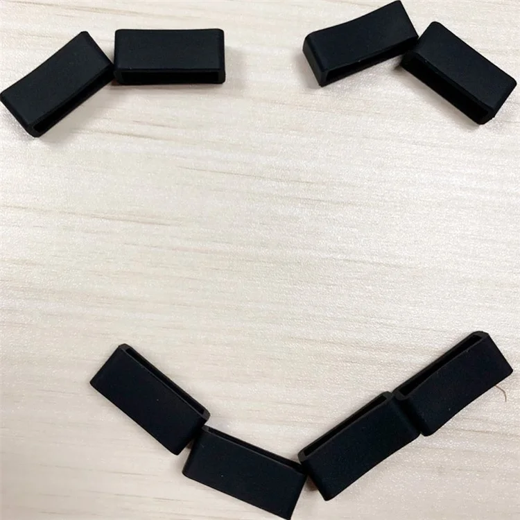 100pcs/pacote Silicone Fivela Ring Loop Titular Para Bracelete Inteligente Banda de Relógio, Tamanho: 22mm - Preto