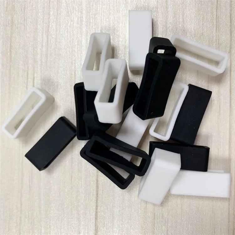 100pcs/pacote Silicone Fivela Ring Loop Titular Para Bracelete Inteligente Banda de Relógio, Tamanho: 22mm - Preto