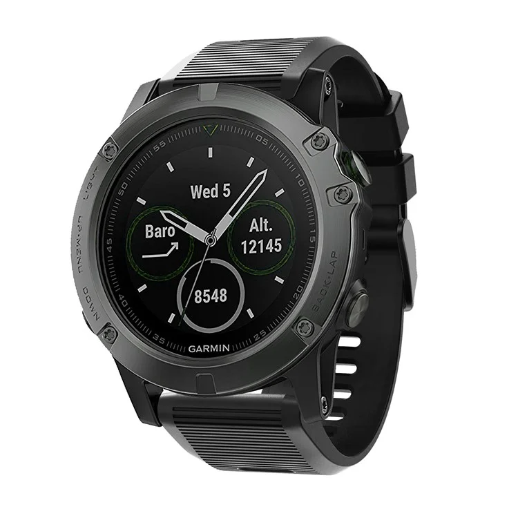 Silicon Sport Watch Band Mit Schwarzer PC -schnalle Für Garmin Fenix ​​5x Plus - Schwarz