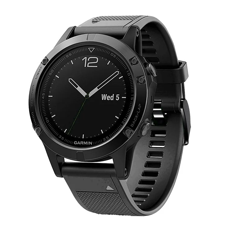 Para el reloj Garmin Fenix 5 Silicone Sport Watch Band Ajustable Correa de muñeca con hebilla negra - Negro