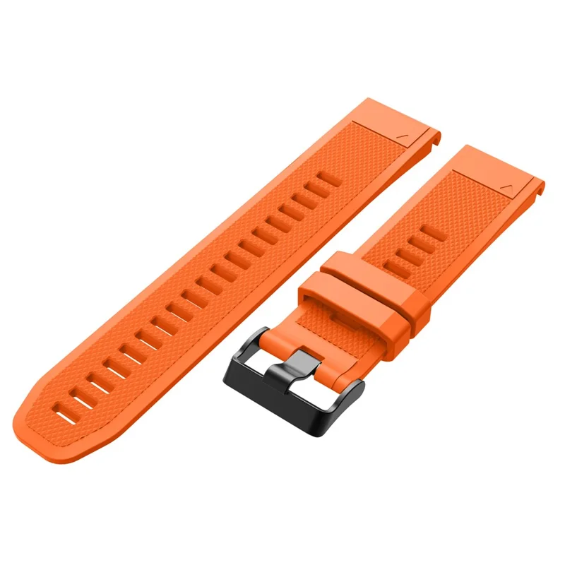 For Garmin Fenix 5 Silicone Sport Watch Band Adjustable Wrist Strap with Black Buckle - Orange