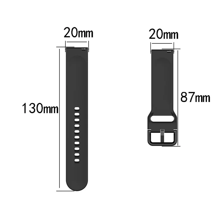 20mm Silicon Smart Watch Band Für Samsung Galaxy Watch4 Classic 46mm 42 mm / Galaxy Watch4 44mm 40 mm / Galaxy Watch Active R500 - Schwarz