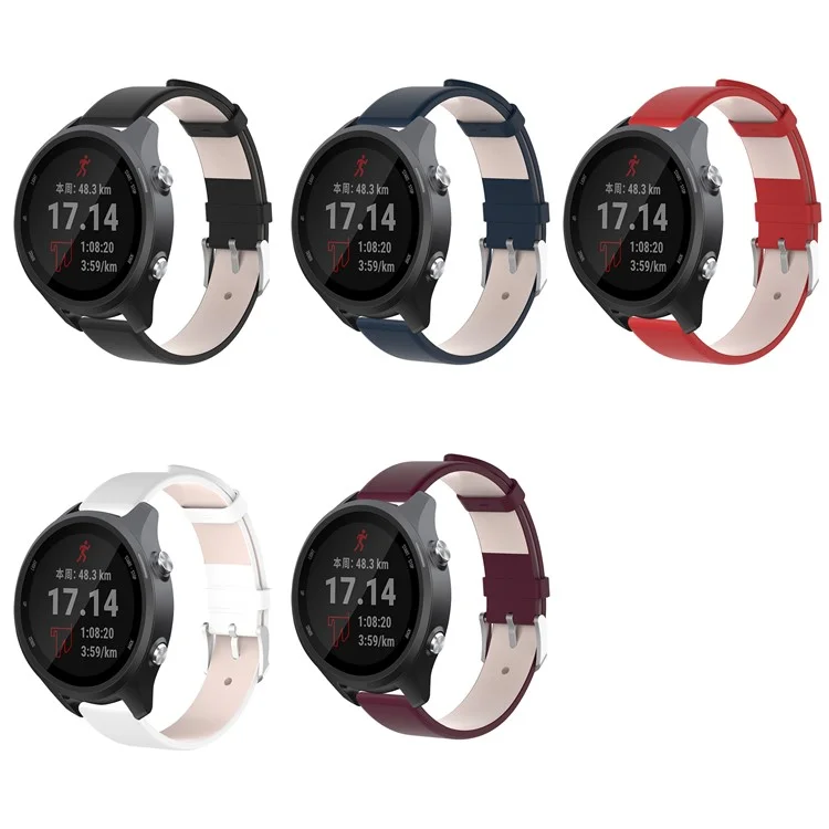 20 mm echtes Leder Smart Armband Ersatzband für Garmin Forerunner 245 - Schwarz
