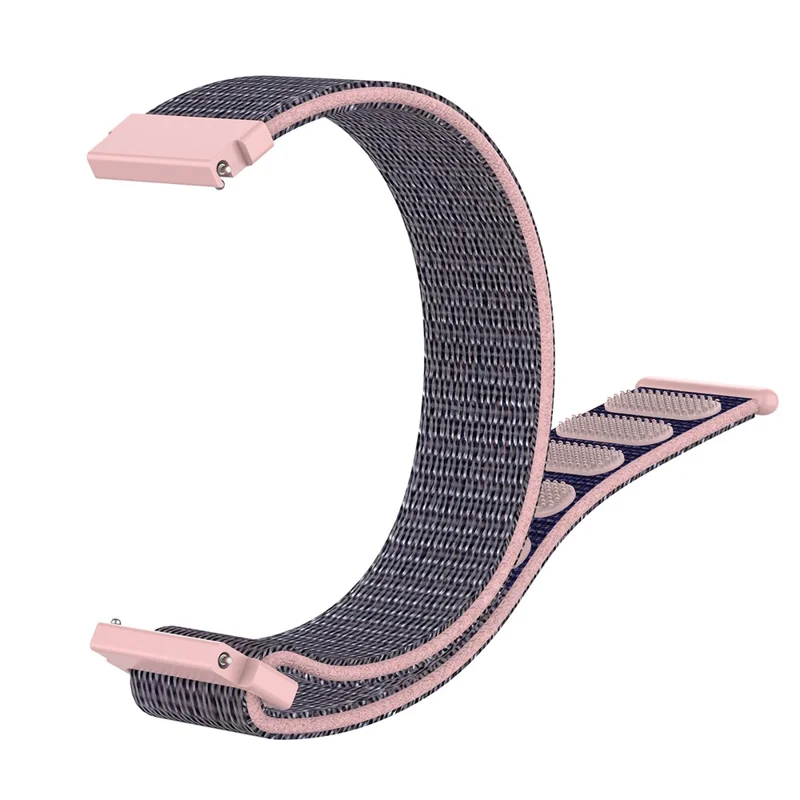 For Samsung Galaxy Watch 42mm SM-R810 20mm Loop Fastener Nylon Watch Band Strap - Grey / Pink