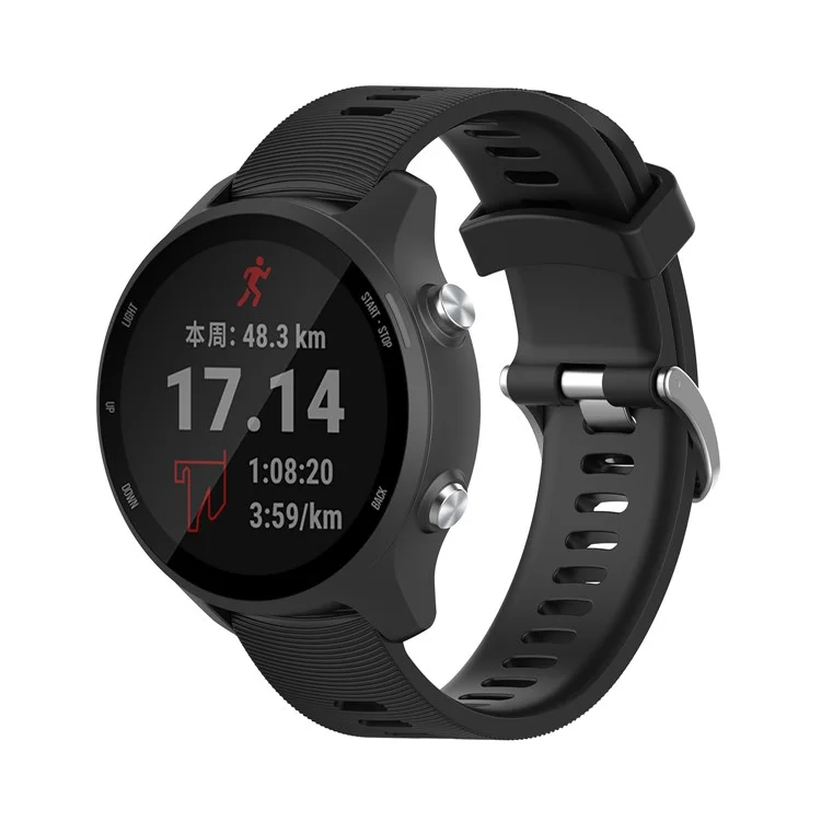 20mm Silikonuhr -gurt Für Garmin Forerunner 245 Smart Watch Bandersatz - Schwarz