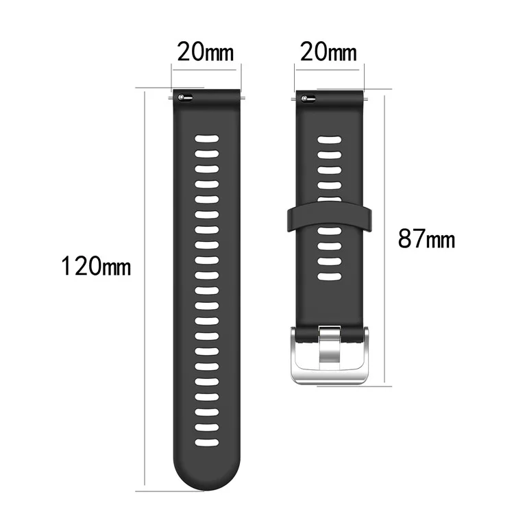 20mm Silicone Watch Strap for Garmin Forerunner 245 Smart Watch Band Replacement - Black