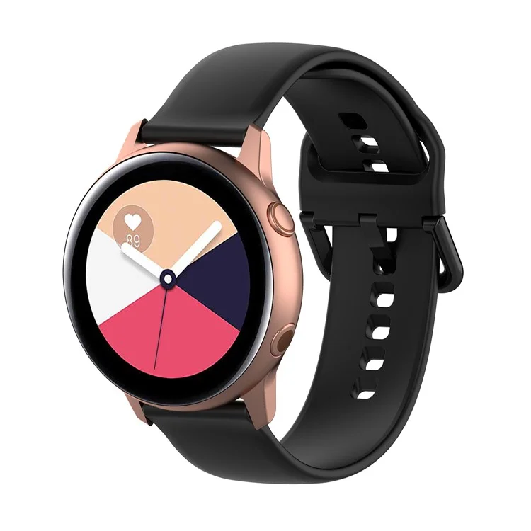 Correa de repuesto de silicona inteligente de 20 mm para Samsung Galaxy Watch Active - Negro