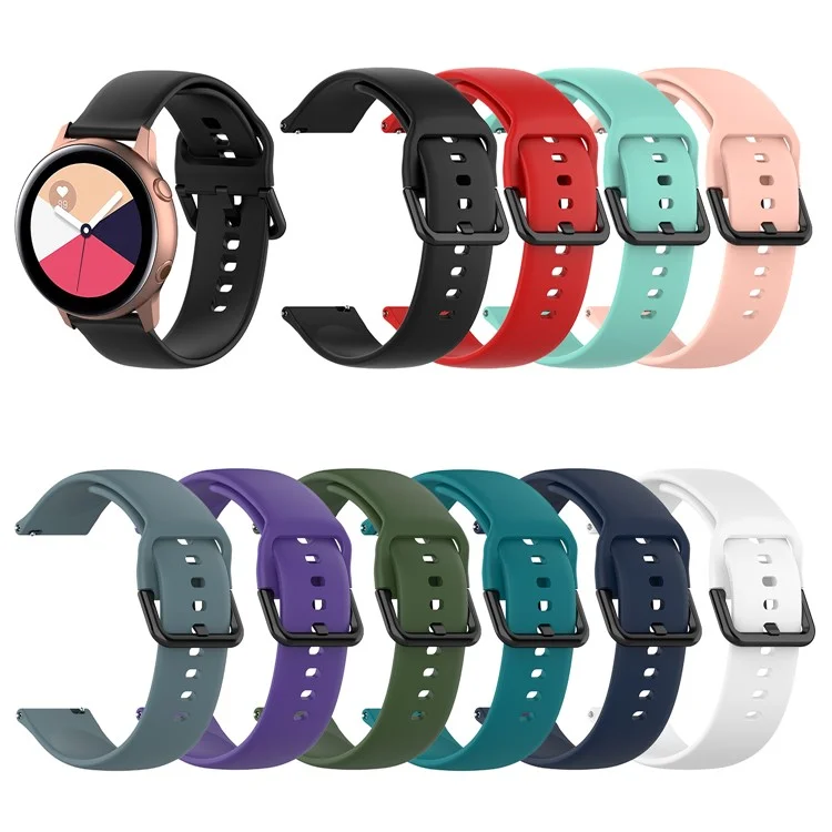 Correa de repuesto de silicona inteligente de 20 mm para Samsung Galaxy Watch Active - Negro