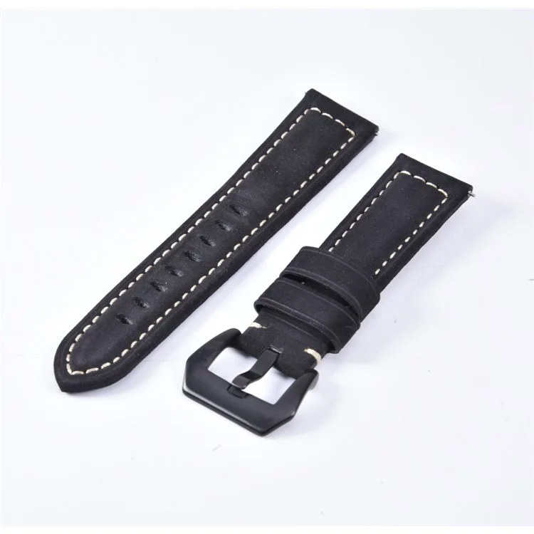 22mm Split Leather Watch Band with Black Big Buckle for Huawei Watch GT - Blue