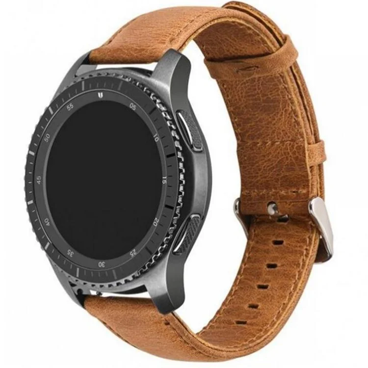 22mm Crazy Horse Texture Leather Smart Bracelet Strap For Huawei Watch GT - Marrom Claro