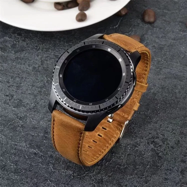 22-миллиметровый кожаный браслет для часов Huawei Watch GT с текстурой "Безумная лошадь" - светло-коричневый
