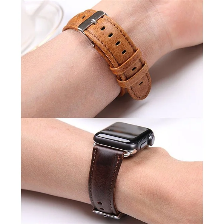 22mm Crazy Horse Texture Leather Smart Bracelet Strap for Huawei Watch GT - Light Brown