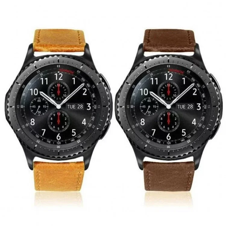 22-миллиметровый кожаный браслет для часов Huawei Watch GT с текстурой "Безумная лошадь" - светло-коричневый