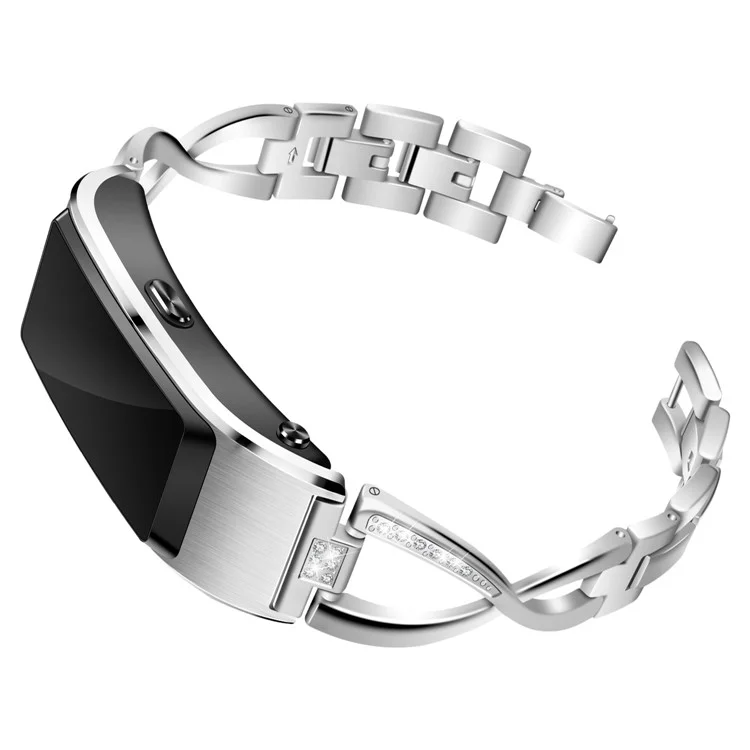 18 mm Strass-verkrustete Edelstahl-wachband-austausch Für Huawei Talkband B5 - Silber-