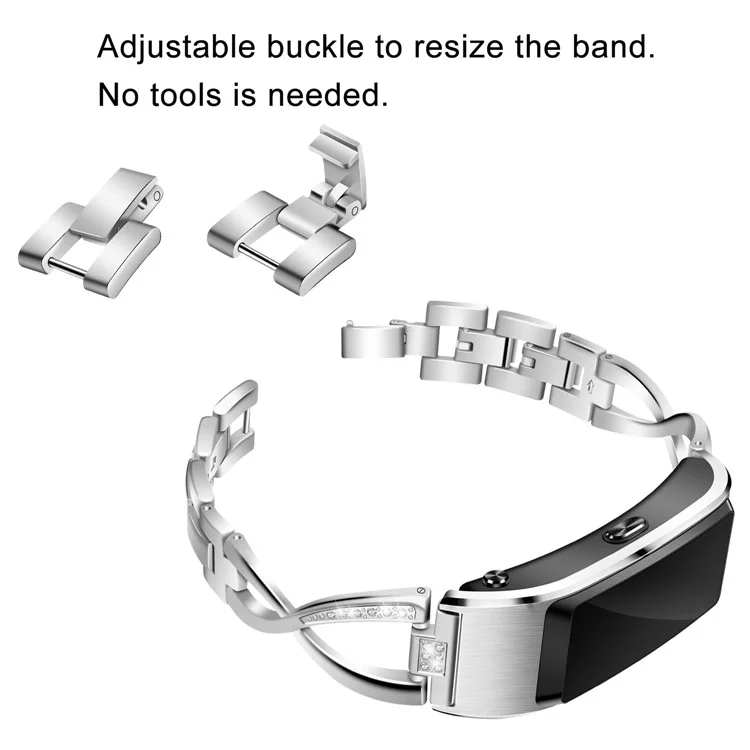 18 mm Strass-verkrustete Edelstahl-wachband-austausch Für Huawei Talkband B5 - Silber-