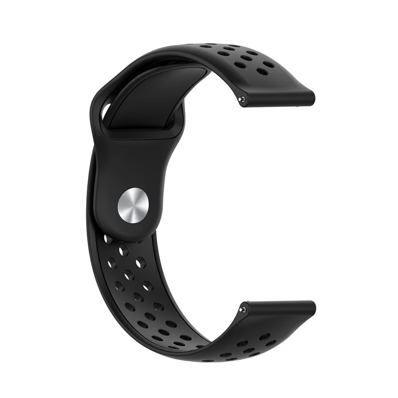 22mm Breathable Holes Silicone Bracelet Wrist Strap Replacement for Garmin Venu 3 / POLAR Vantage M Smartwatch Band - Black