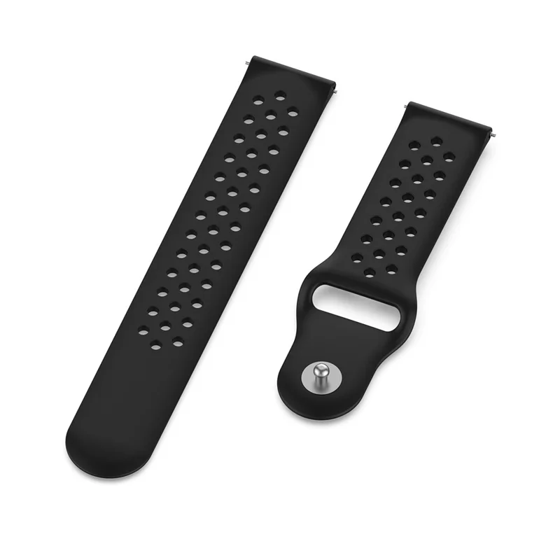 22mm Breathable Holes Silicone Bracelet Wrist Strap Replacement for Garmin Venu 3 / POLAR Vantage M Smartwatch Band - Black