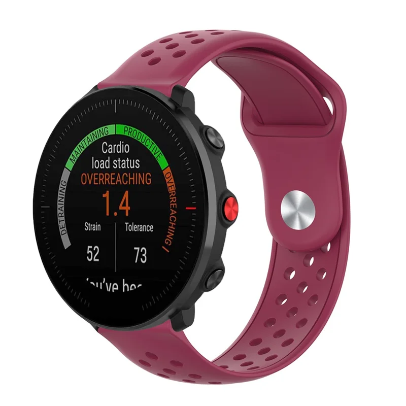 22mm Breathable Holes Silicone Bracelet Wrist Strap Replacement for Garmin Venu 3 / POLAR Vantage M Smartwatch Band - Wine Red