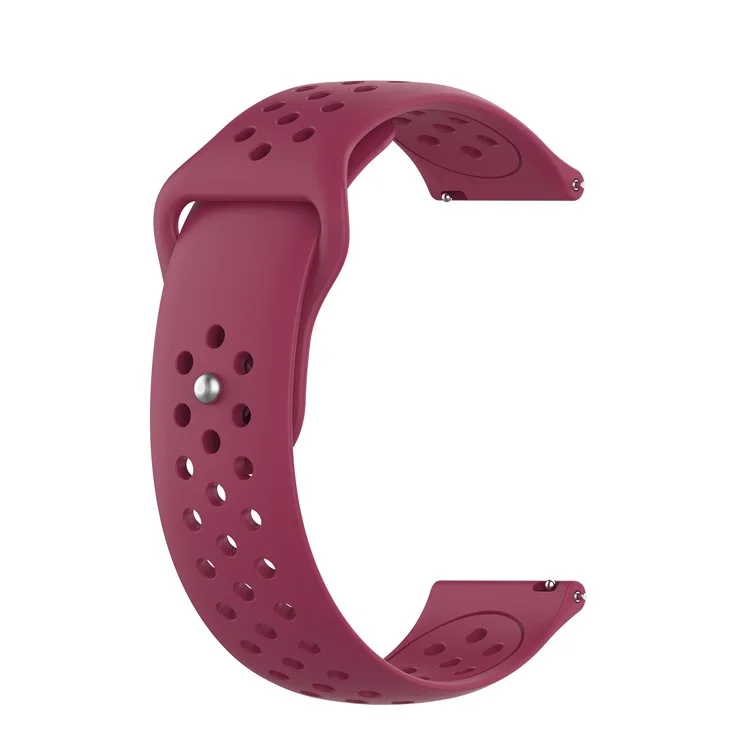 20mm Breathable Holes Silicone Bracelet Wristband Strap Replacement for Samsung Galaxy Watch 42mm SM-R810 - Wine Red