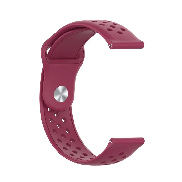 20mm Breathable Holes Silicone Bracelet Wristband Strap Replacement for Samsung Galaxy Watch 42mm SM-R810 - Wine Red