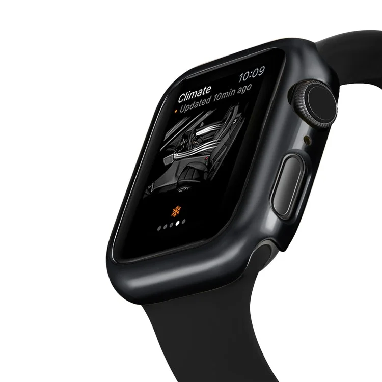 Cubierta Protectora de PC de Marco de Electroplatización Para Apple Watch Series 4 44 mm - Negro