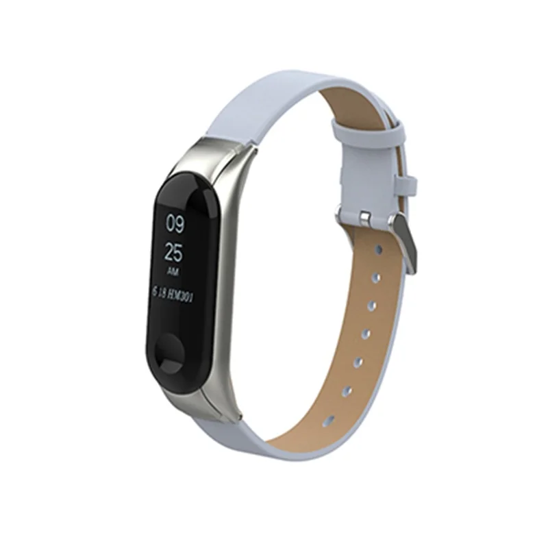 Genuine Leather Watch Strap Watchband for Xiaomi Mi Smart Band 4 - White