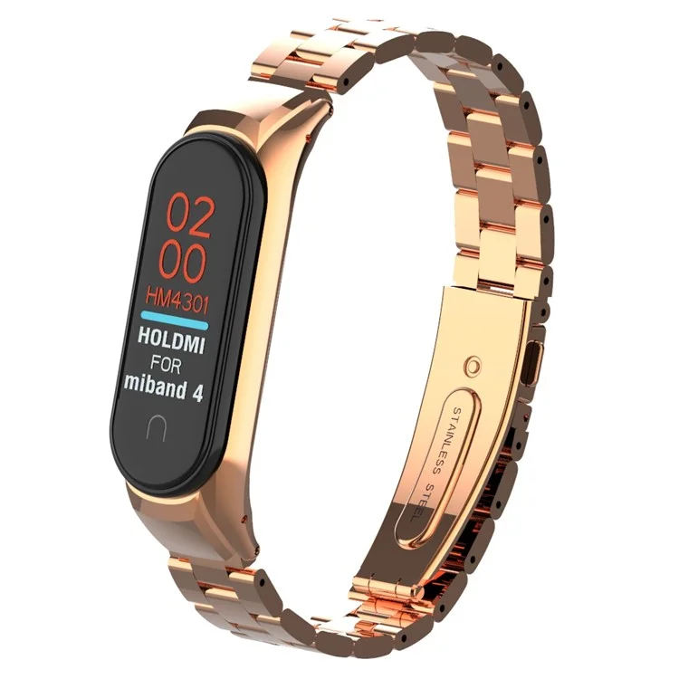 Pulseira de Metal Sólido Inoxidável Smart Watch para Xiaomi Mi Smart Band 4 - Rose Gold