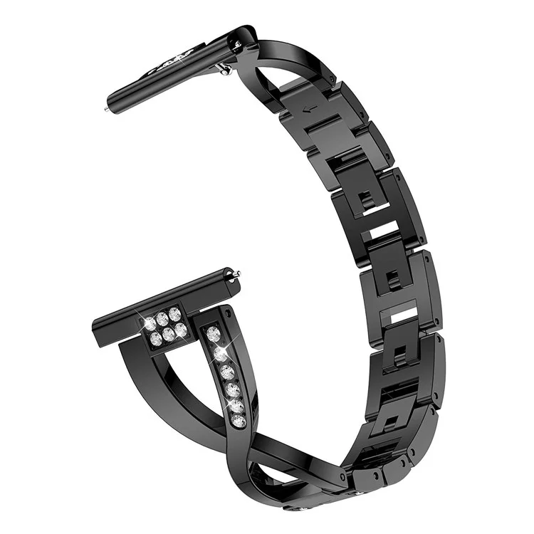 22mm Diamond Decor Stainless Steel Smart Watch Band for Samsung Gear S3 Classic/Frontier/Gear 2 R380 etc - Black