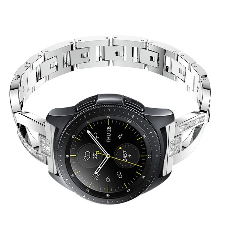 Bracelet de montre intelligent de 22 mm avec décoration de diamants en acier inoxydable pour Samsung Gear S3 Classic / Frontier / Gear 2 R380, etc. - Argent