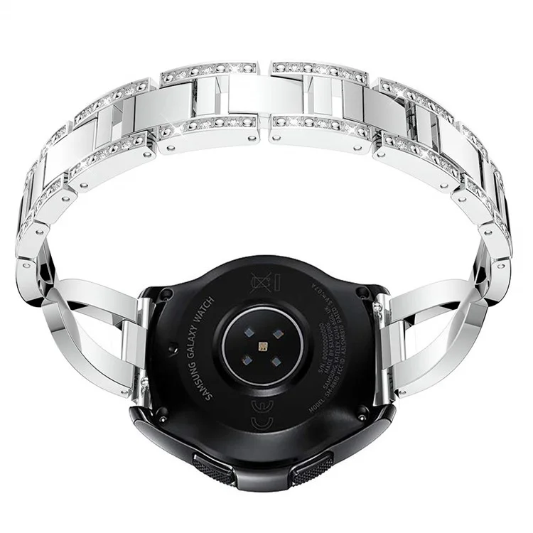 Bracelet de montre intelligent de 22 mm avec décoration de diamants en acier inoxydable pour Samsung Gear S3 Classic / Frontier / Gear 2 R380, etc. - Argent