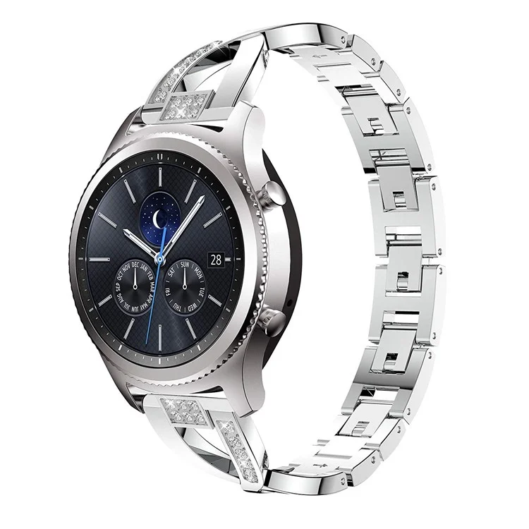 Bracelet de montre intelligent de 22 mm avec décoration de diamants en acier inoxydable pour Samsung Gear S3 Classic / Frontier / Gear 2 R380, etc. - Argent