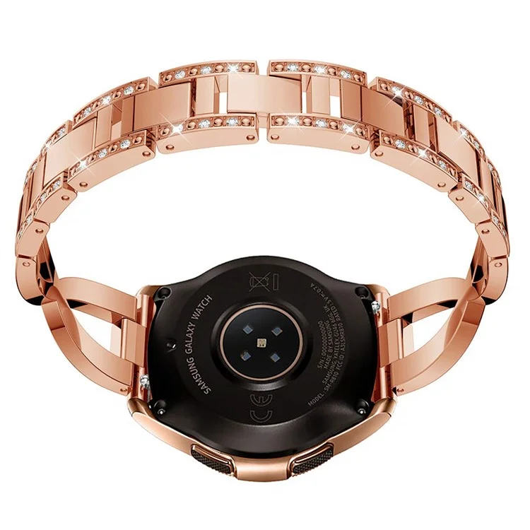 22mm Diamond Decor Stainless Steel Smart Watch Band for Samsung Gear S3 Classic/Frontier/Gear 2 R380 etc - Rose Gold