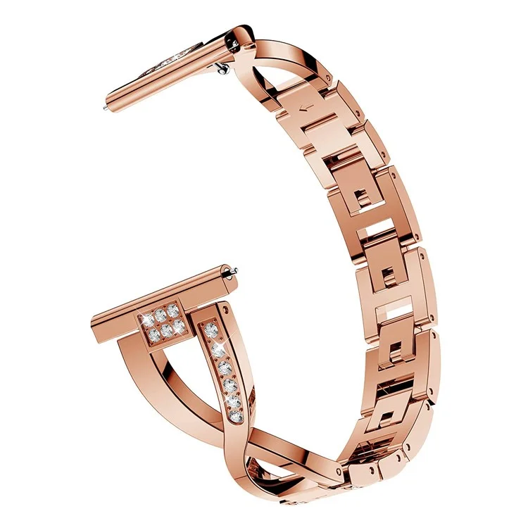 22mm Diamond Decor Stainless Steel Smart Watch Band for Samsung Gear S3 Classic/Frontier/Gear 2 R380 etc - Rose Gold