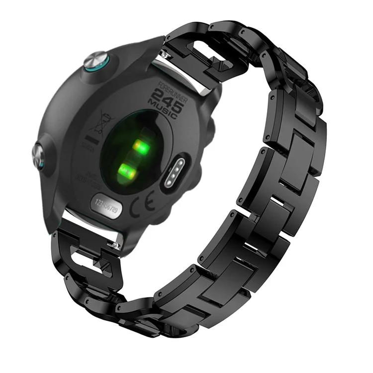 Bracelet de montre connectée Garmin Forerunner 245 en alliage décoré de strass en forme de X - Noir
