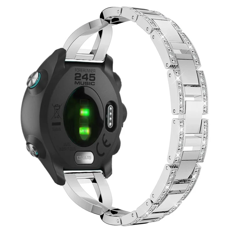 Banda de Relógio de Alumínio de Liga com Decoração de Rinhestone em Formato X de 20mm para Garmin Forerunner 245 - Prata