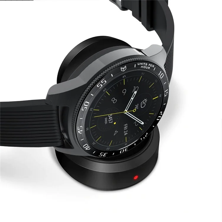 Tampa de Caixa de Moldura de Adesivo de Anel de Moldura Acessórios de Proteção de Aço Inoxidável Para Aço Inoxidável Para Samsung Galaxy Watch 42mm - Texto Branco do Anel Preto