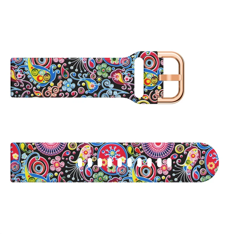 20mm Pattern Printing Silicone Watch Strap for Samsung Galaxy Watch Active, Pin Buckle Watch Wrist Band - Paisley Flower