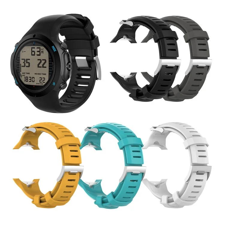 Band Di Ricambio Orologio Smart Silicone Con Cinturino Aggiuntivo 172mm Per Suunto D6 Dive / D6i Novo / Zulu - Nero